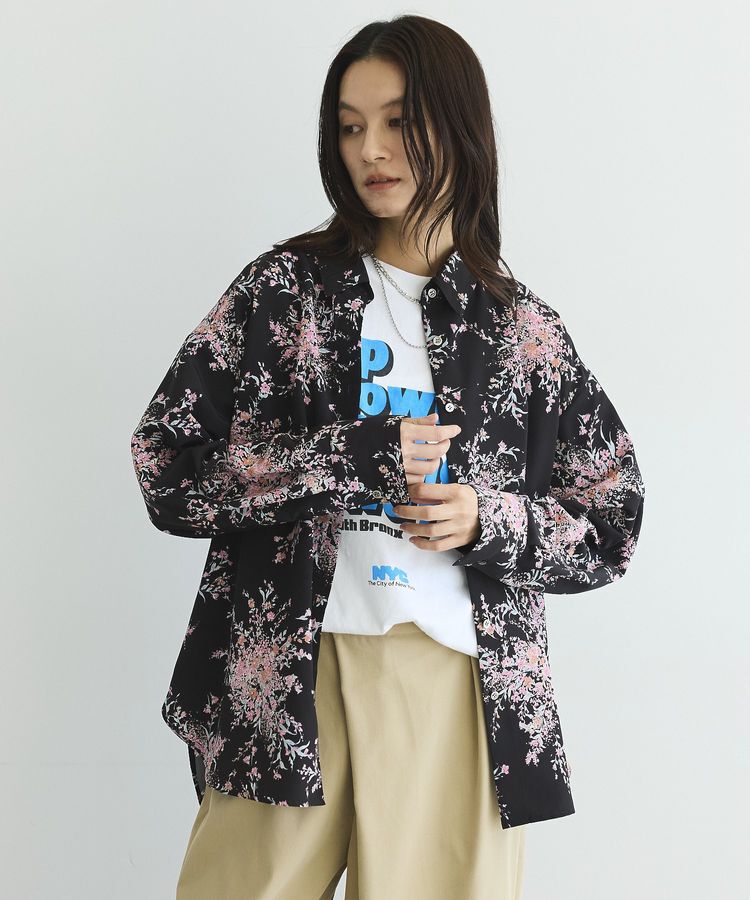 GARAGE OF GOOD CLOTHING「【日本製】ピーチファイユフラワープリントロングシャツ」|シャツ・ブラウス|