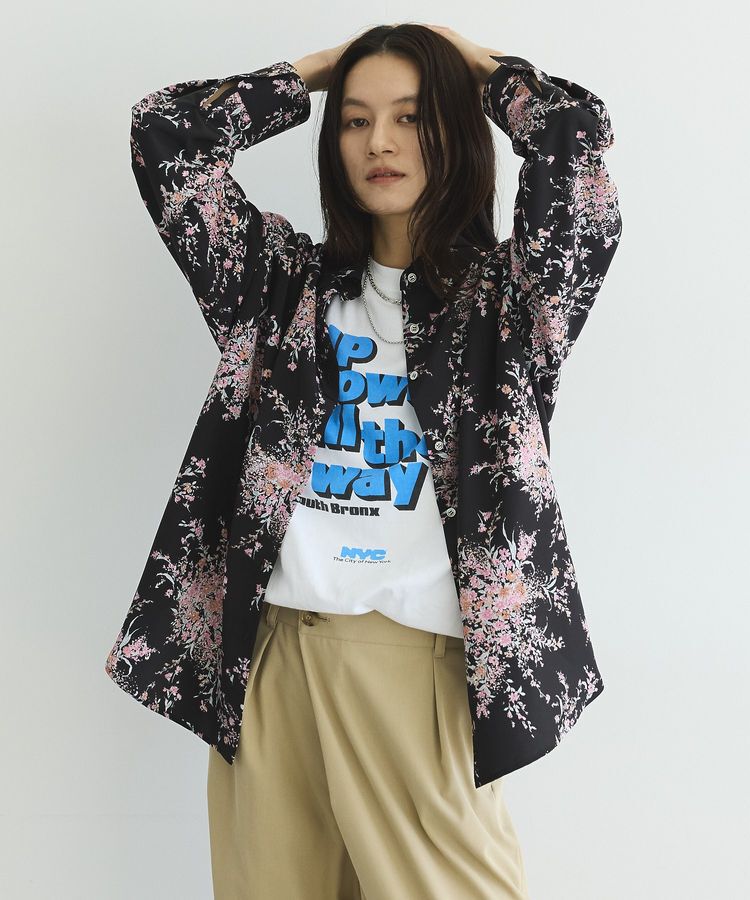 GARAGE OF GOOD CLOTHING「【日本製】ピーチファイユフラワープリントロングシャツ」|シャツ・ブラウス|