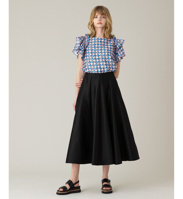 LOULOU WILLOUGHBY「【LOULOU WILLOUGHBY】シルクウールマーメイドフレアスカート」|フレア|