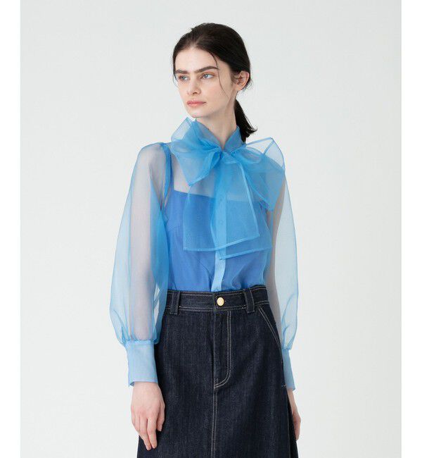 LOULOU WILLOUGHBY「《ドラマ着用》【LOULOU WILLOUGHBY】シルキーリボンブラウス」|シャツ・ブラウス|