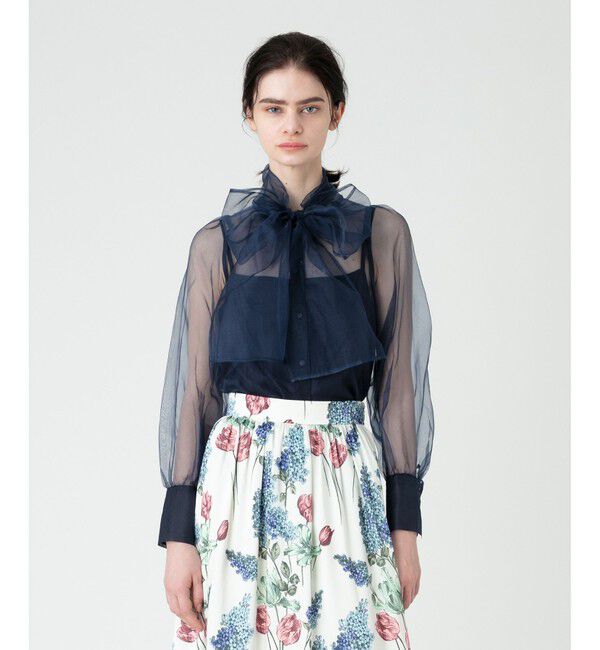 LOULOU WILLOUGHBY「《ドラマ着用》【LOULOU WILLOUGHBY】シルキーリボンブラウス」|シャツ・ブラウス|