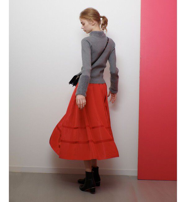 LOULOU WILLOUGHBY「【LOULOU WILLOUGHBY】リボントリミングタックスカート」|フレア|