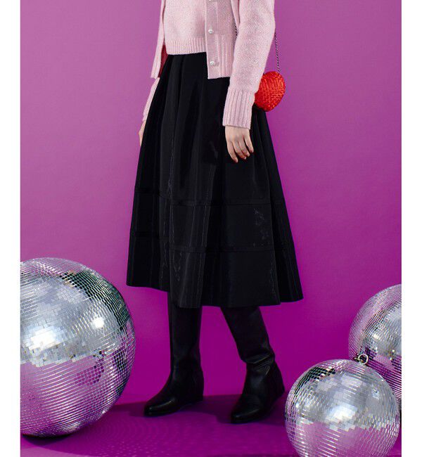 LOULOU WILLOUGHBY「【LOULOU WILLOUGHBY】リボントリミングタックスカート」|フレア|