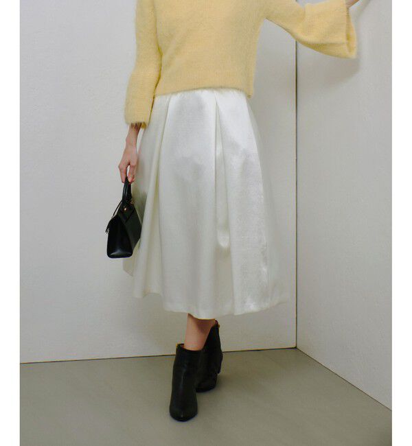 allureville「アセテートサテンボンディングスカート」|フレア|