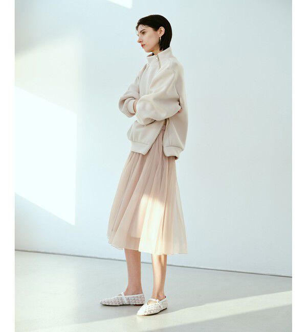 allureville「シアーランダムプリーツスカート」|スカート|ベージュ