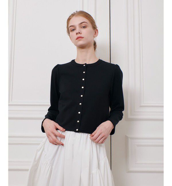 LOULOU WILLOUGHBY「【LOULOU WILLOUGHBY】ポンチカーディガン」|カーディガン|ブラック