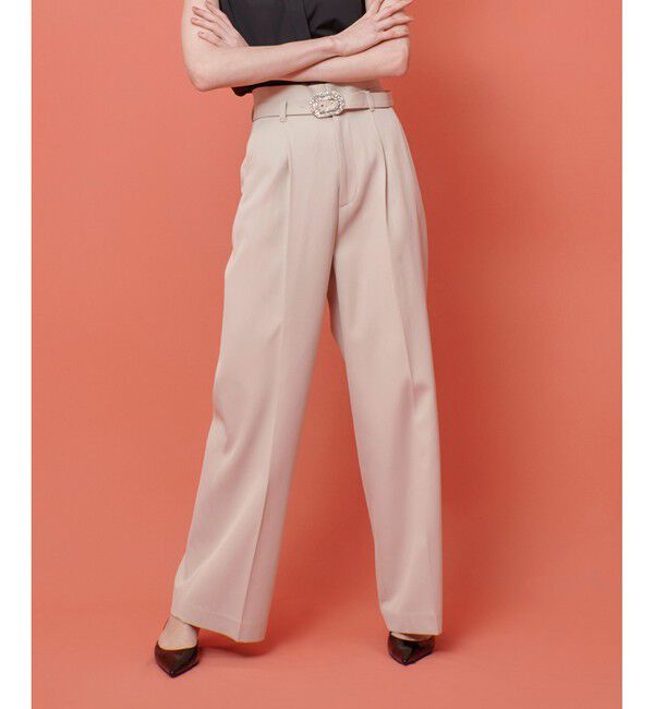 LOULOU WILLOUGHBY「【LOULOU WILLOUGHBY】ビジューバックルパンツ」|チノ|