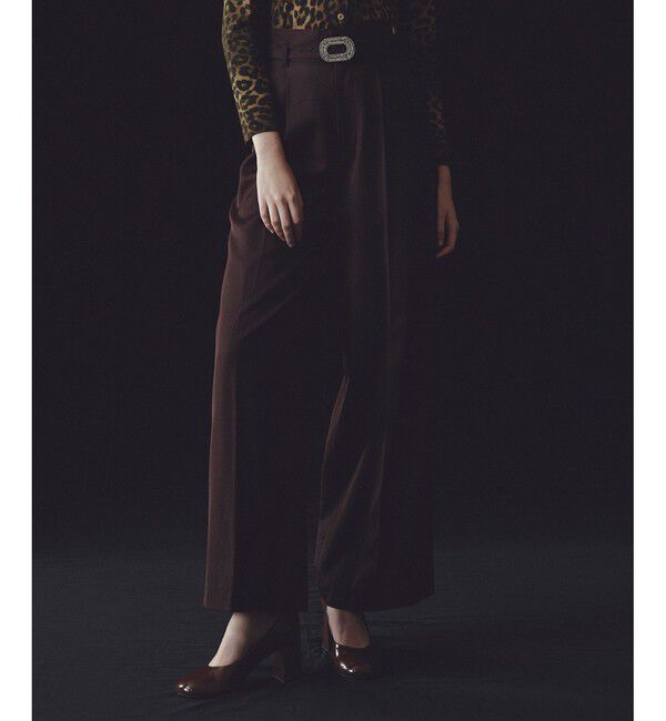 LOULOU WILLOUGHBY「【LOULOU WILLOUGHBY】ビジューバックルパンツ」|チノ|ブラウン