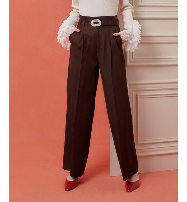 LOULOU WILLOUGHBY「【LOULOU WILLOUGHBY】ビジューバックルパンツ」|チノ|