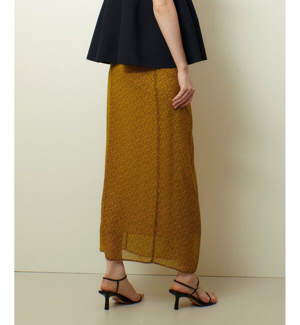 allureville「ルミナスプリントドレープスカート」|タイト|