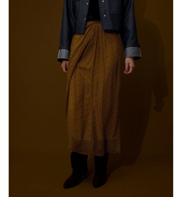 allureville「ルミナスプリントドレープスカート」|タイト|