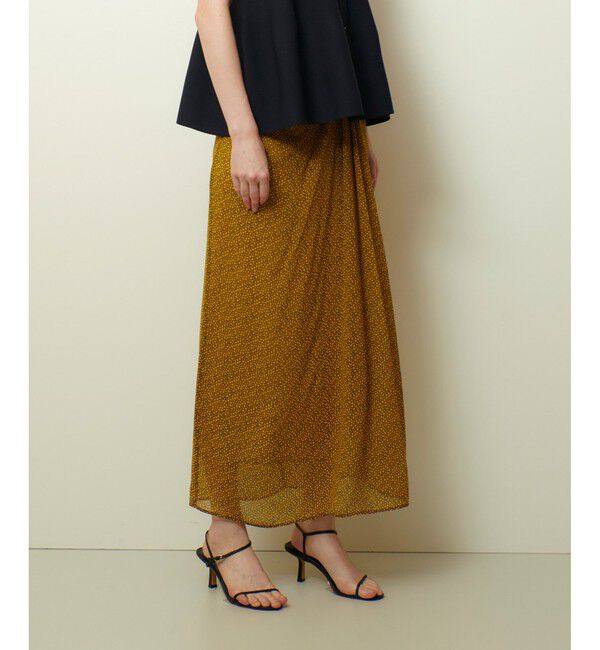 allureville「ルミナスプリントドレープスカート」|タイト|