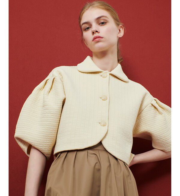 LOULOU WILLOUGHBY「【LOULOU WILLOUGHBY】ダブルジャガードパフニットジャケット」|ニット・セーター|