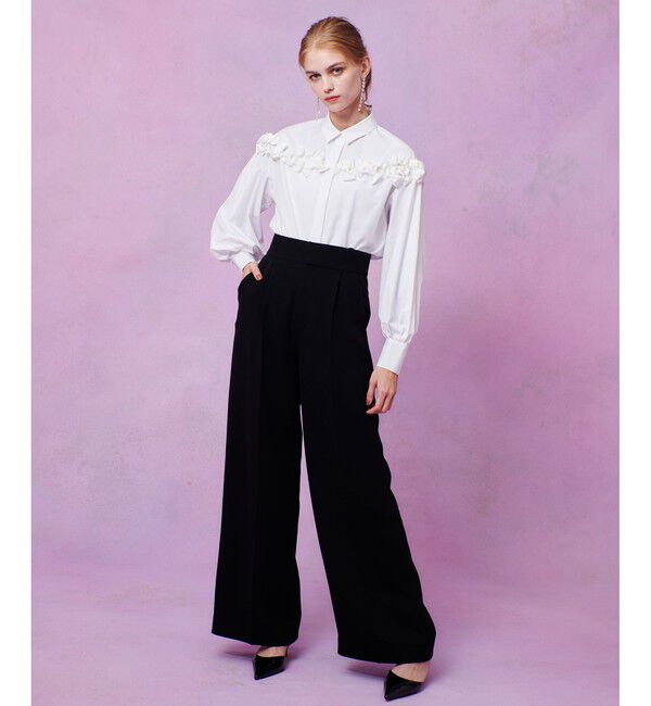 LOULOU WILLOUGHBY「【LOULOU WILLOUGHBY】ダブルクロスハイウエストサロペットパンツ」|チノ|