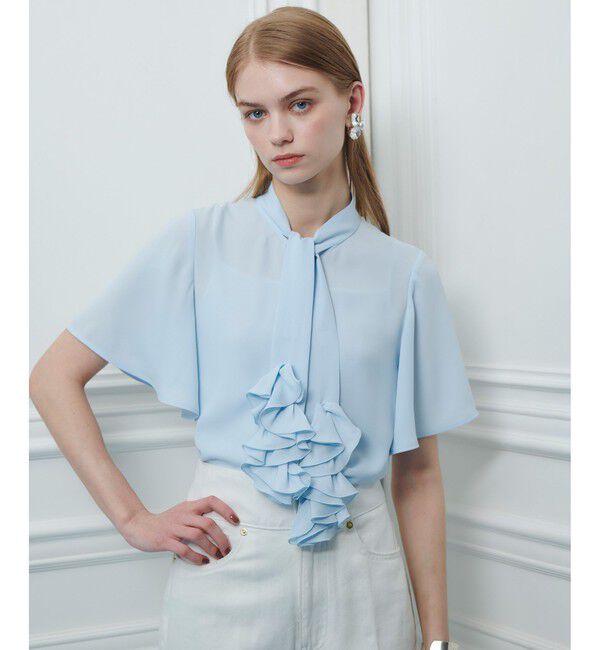 LOULOU WILLOUGHBY「【LOULOU WILLOUGHBY】ペタルフリルフレアスリーブブラウス」|シャツ・ブラウス|