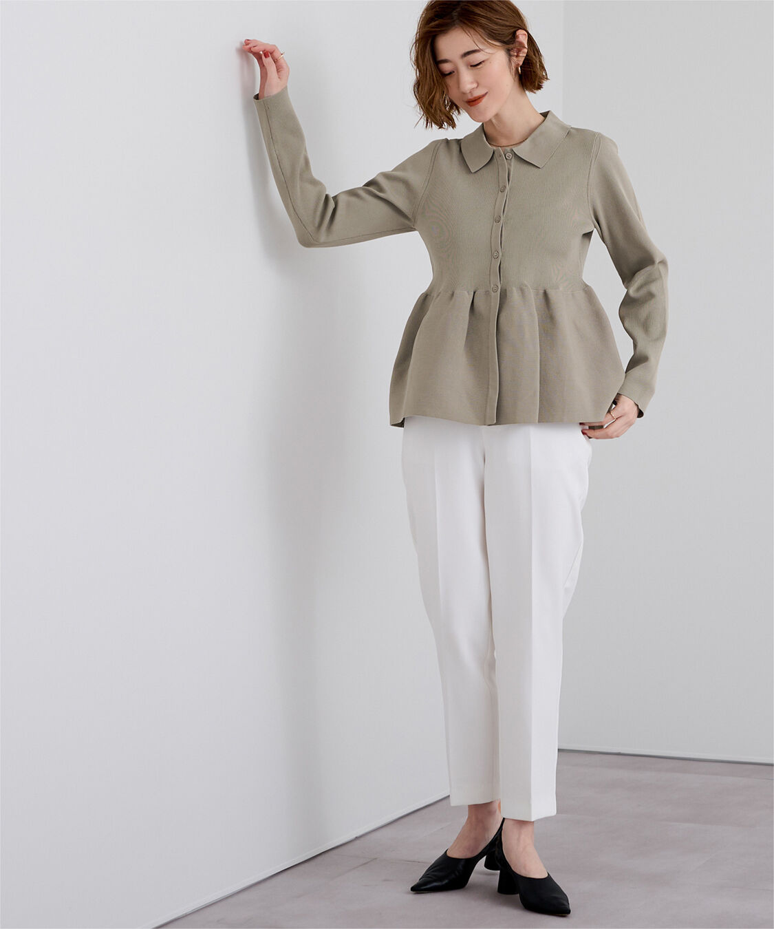 ur's「ウエストペプラムポロニットカーディガン」|ニット・セーター|