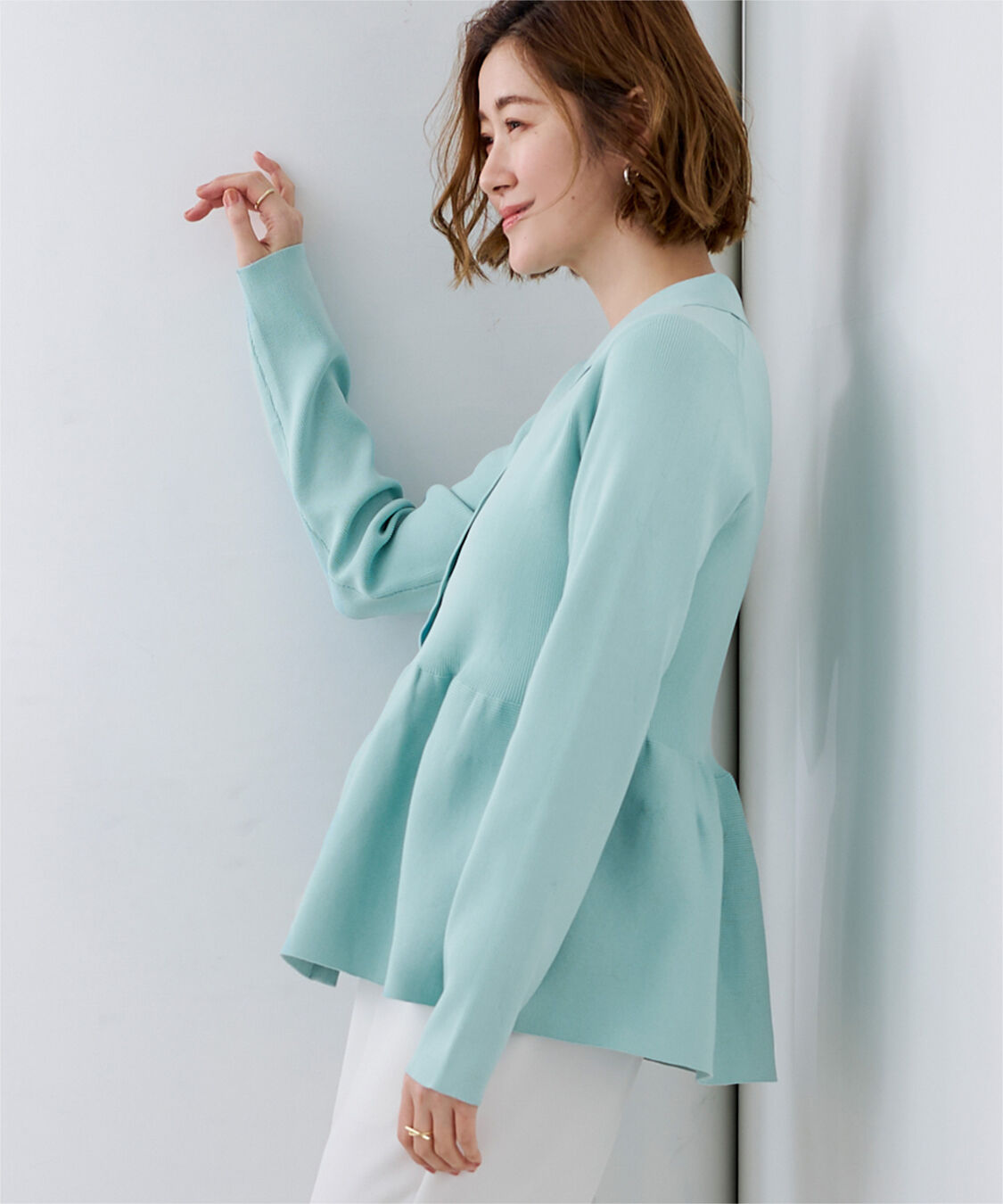 ur's「ウエストペプラムポロニットカーディガン」|ニット・セーター|