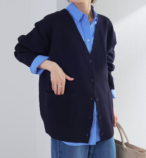  「【WEB限定/Du noir】スポンディッシュBIG Vネックカーディガン」|カーディガン|ネイビー