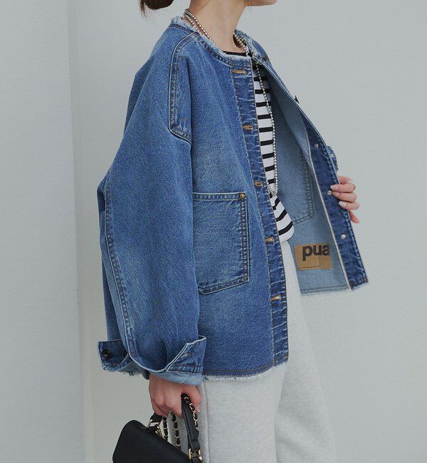  「セルビッチデニムノーカラージャケット」|デニムジャケット|