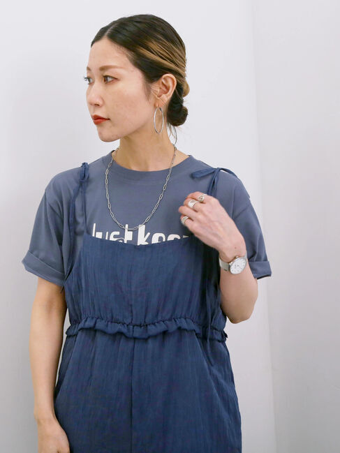 Samansa Mos2 blue「【接触冷感】ロゴプリントTシャツ」|Tシャツ・カットソー|