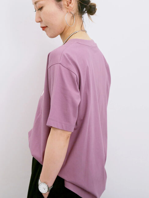 Samansa Mos2 blue「【接触冷感】ロゴプリントTシャツ」|Tシャツ・カットソー|