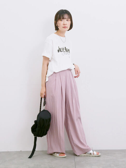 Samansa Mos2 blue「【接触冷感】ロゴプリントTシャツ」|Tシャツ・カットソー|