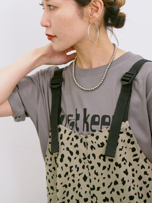 Samansa Mos2 blue「【接触冷感】ロゴプリントTシャツ」|Tシャツ・カットソー|