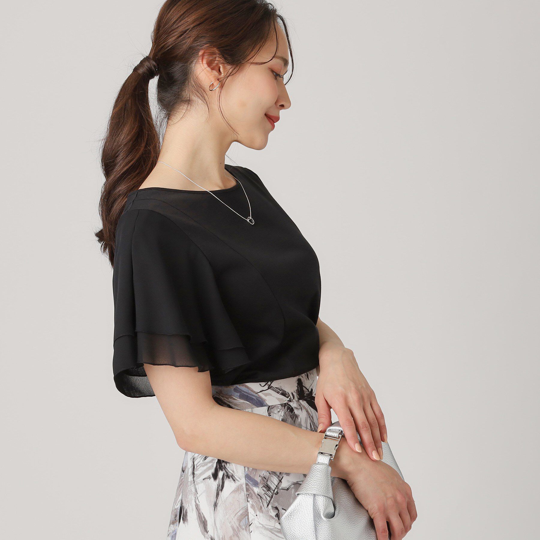 COUP DE CHANCE「【洗える／日本製】異素材組合せのジャージートップス」|Tシャツ・カットソー|