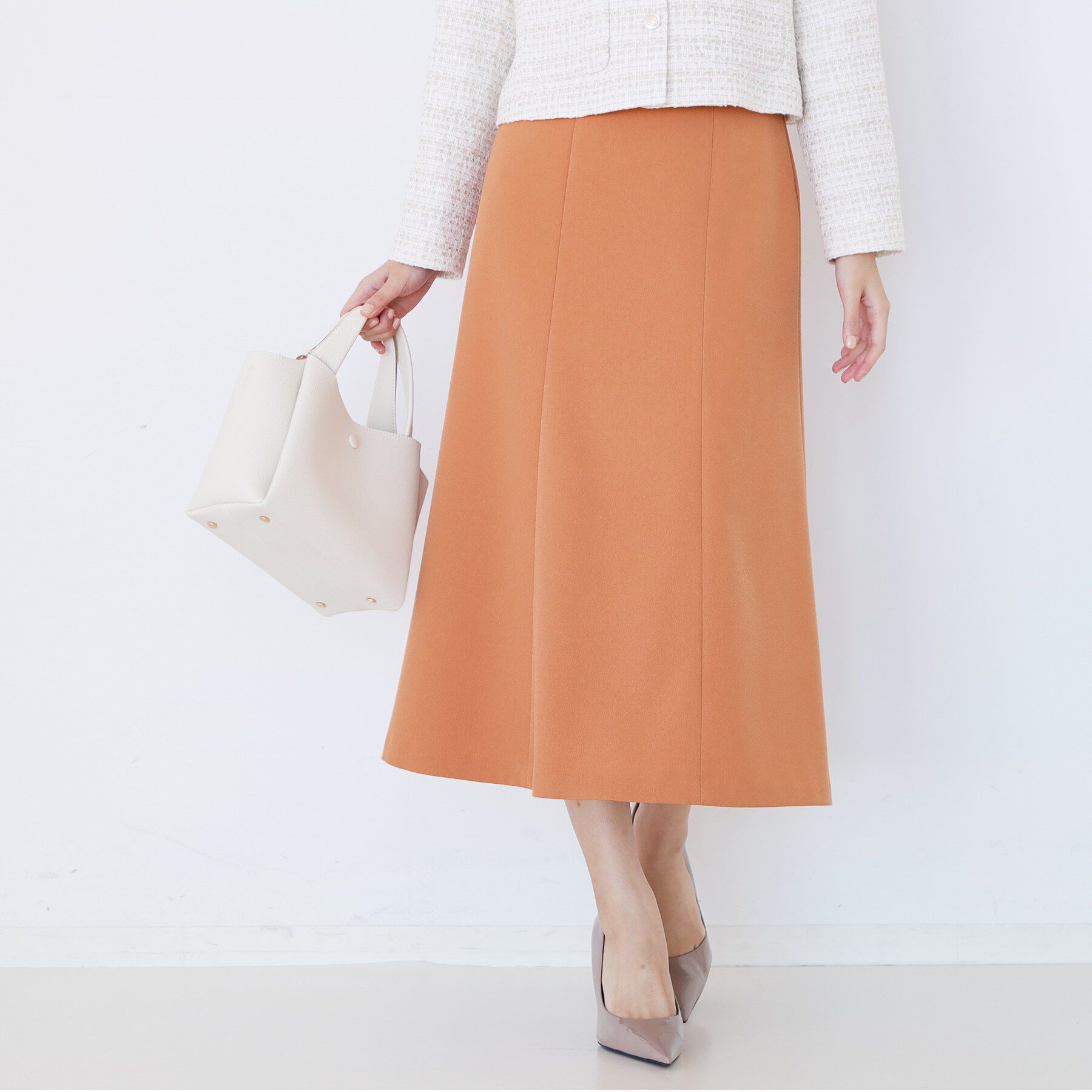 COUP DE CHANCE「【手洗い可／日本製／ウエスト後ろゴム仕様】マーメイドシルエットのスカート」|スカート|オレンジ(065)