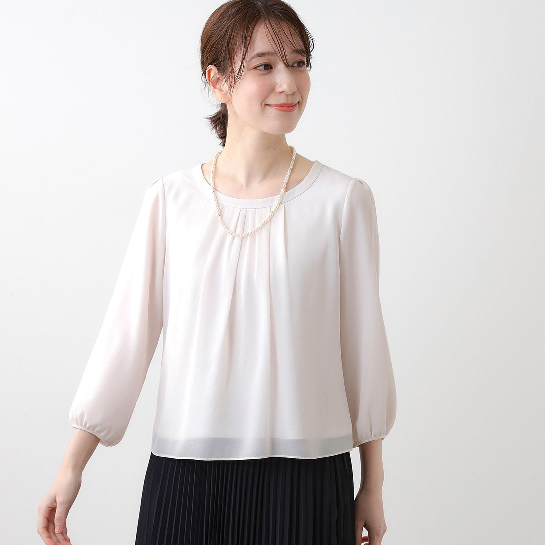 Reflect「【マシンウォッシュ可】ピンタックブラウス」|シャツ・ブラウス|グレージュ(050)