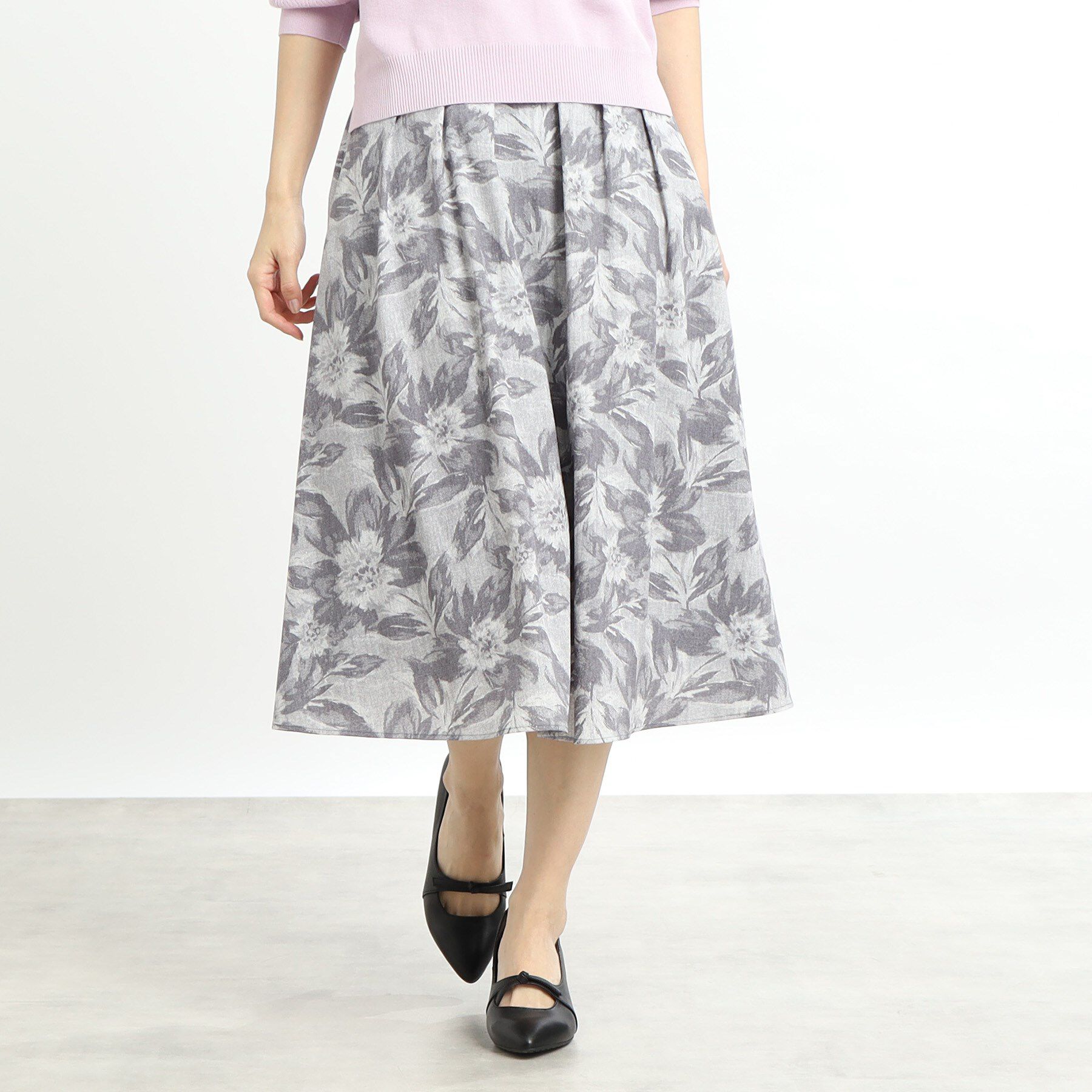 Reflect「【マシンウォッシュ可】デニムフラワーフレアスカート」|スカート|