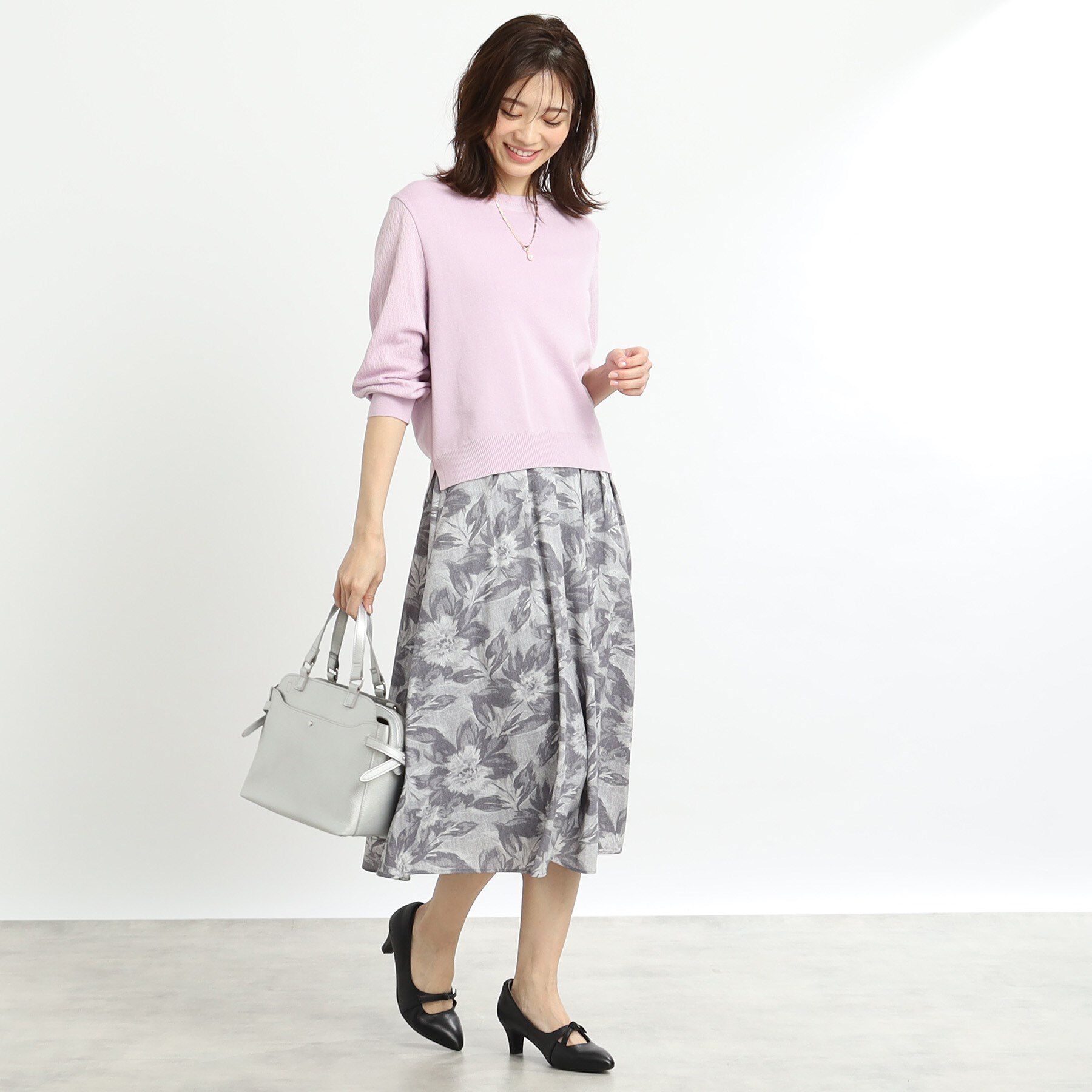 Reflect「【マシンウォッシュ可】デニムフラワーフレアスカート」|スカート|