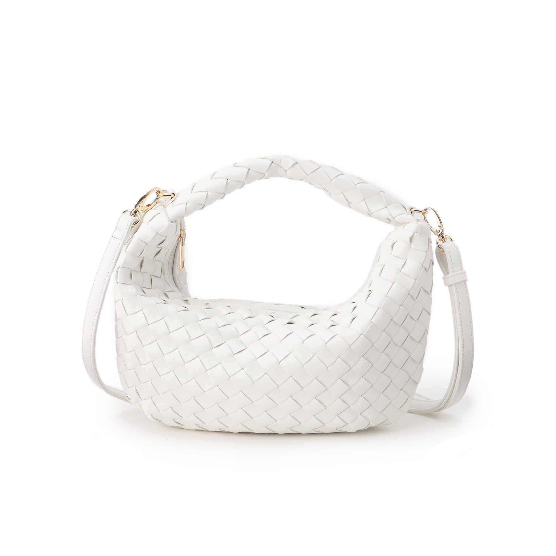 Reflect「【ショルダー付き／長財布も入る！】レザー調メッシュバッグ」|ハンドバッグ|オフホワイト(003