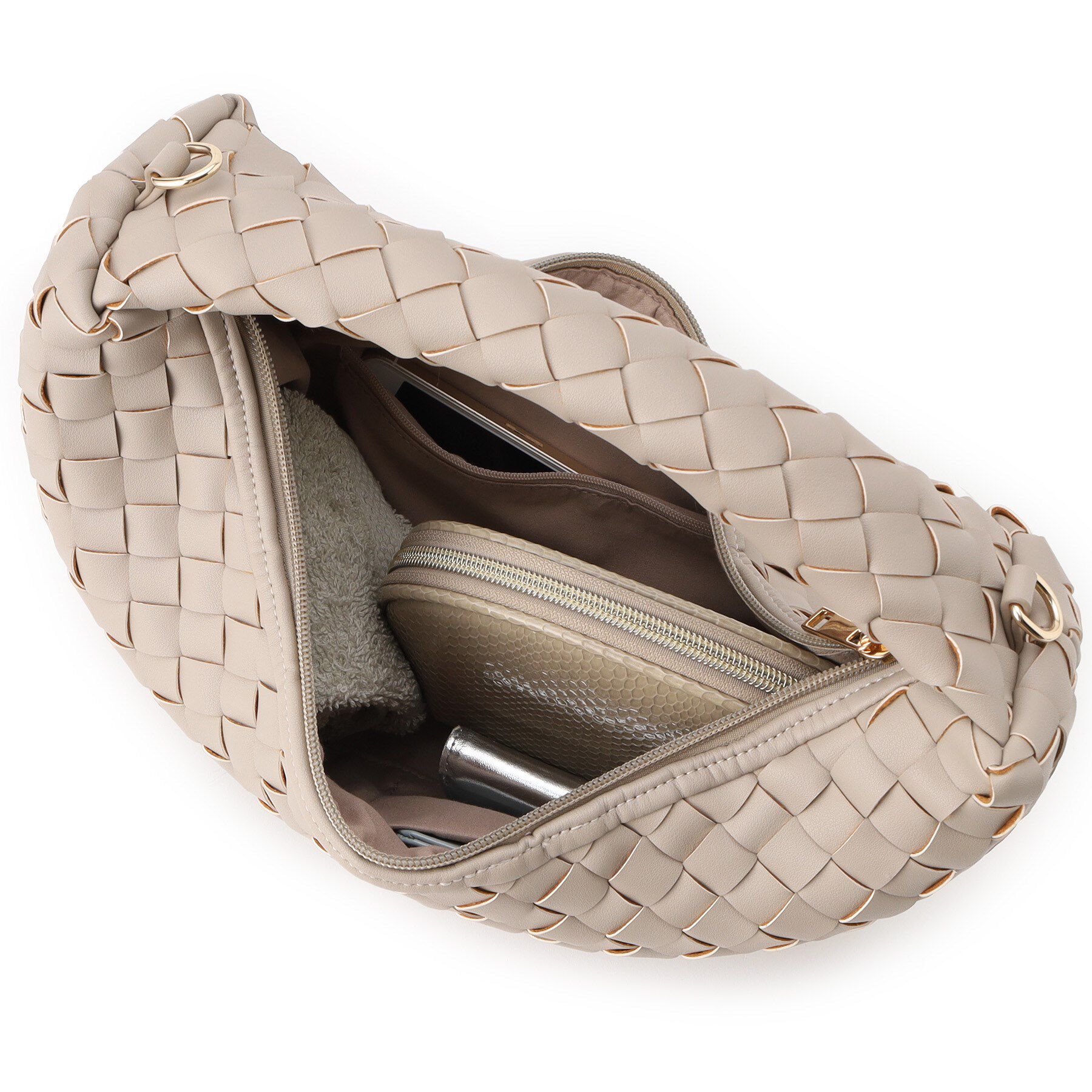 Reflect「【ショルダー付き／長財布も入る！】レザー調メッシュバッグ」|ハンドバッグ|