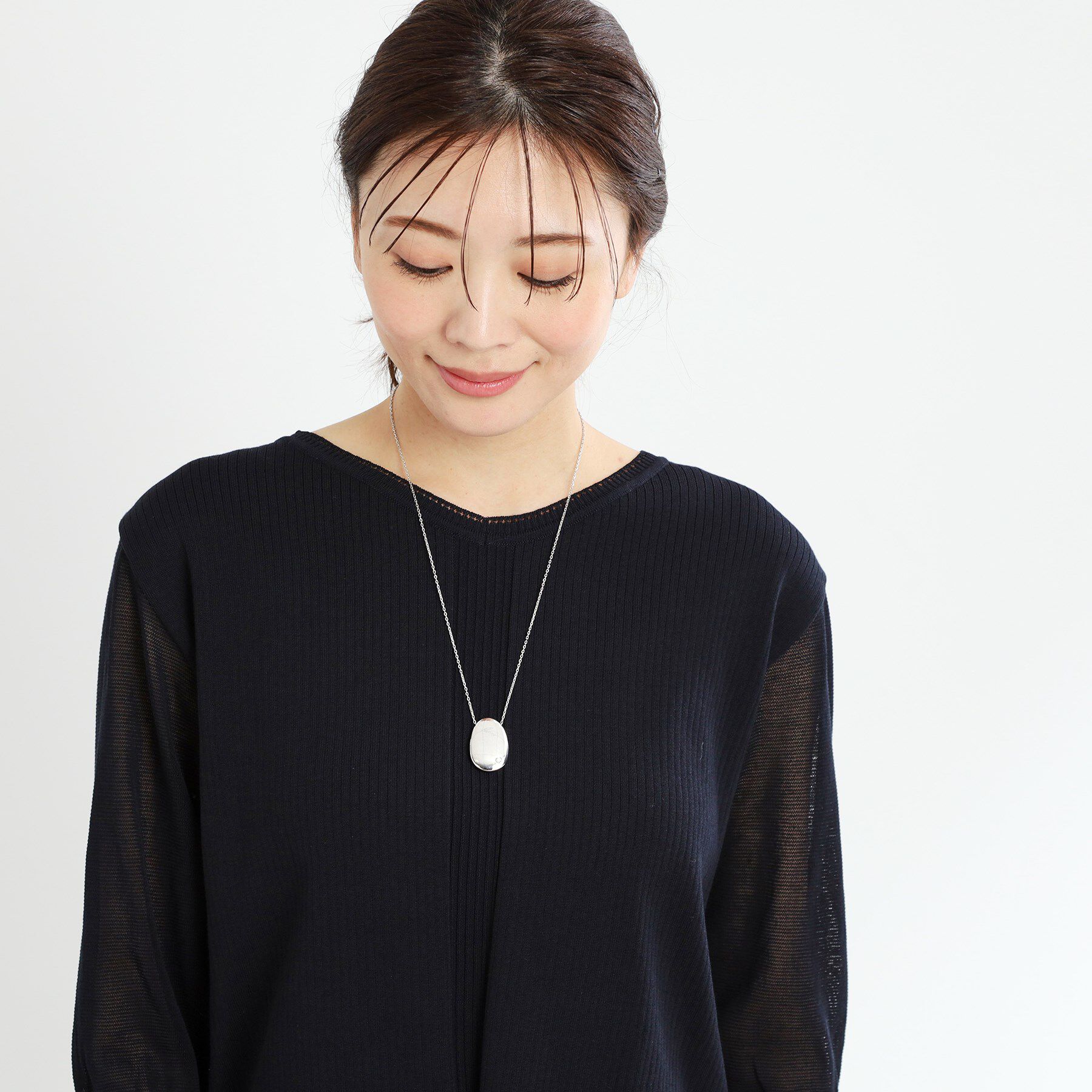 Reflect「【夏SALE／チェーン長さ調節可】エッグ型パーツネックレス」|ネックレス|