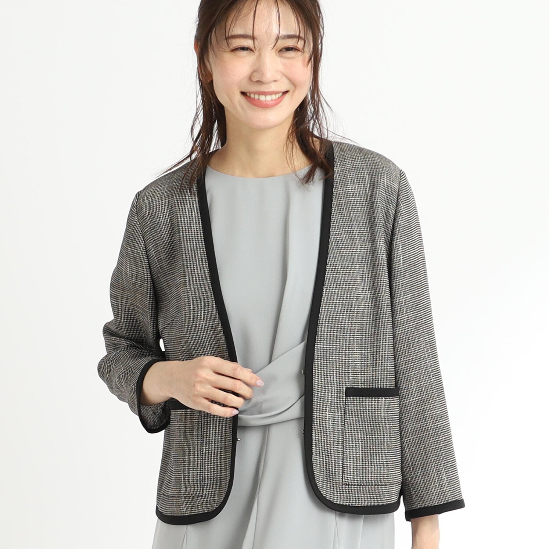 Reflect「【夏SALE／R‐QUALITY／手洗い可】パイピングジャケット」|ノーカラージャケット|ブラック(419)