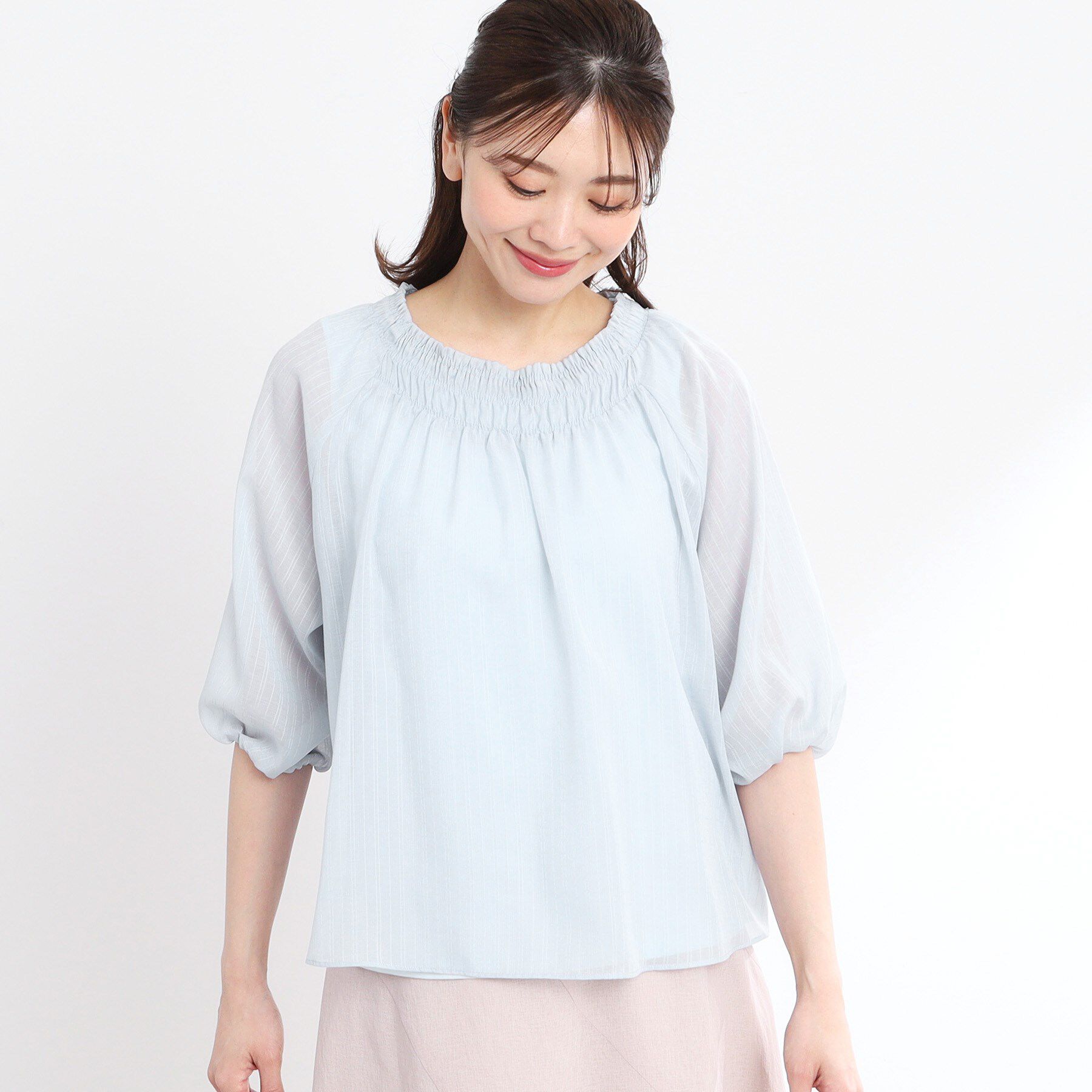 Reflect「【洗える】シャーリングデザインブラウス」|シャツ・ブラウス|