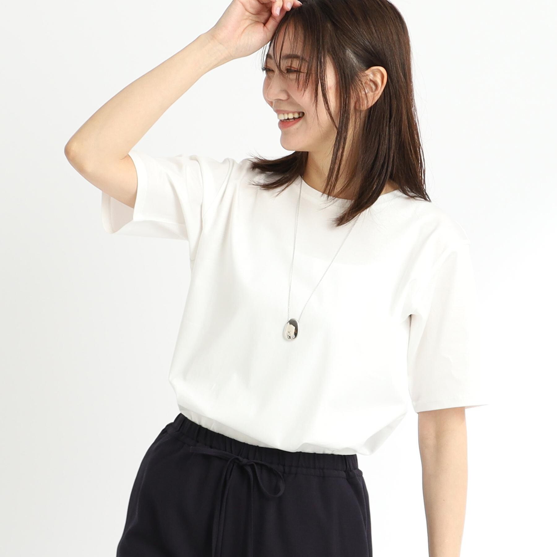 Reflect「【夏SALE／UVカット／接触冷感／マシンウォッシュ可能】ベーシックジャージTシャツ」|Tシャツ・カットソー|オフホワイト(003