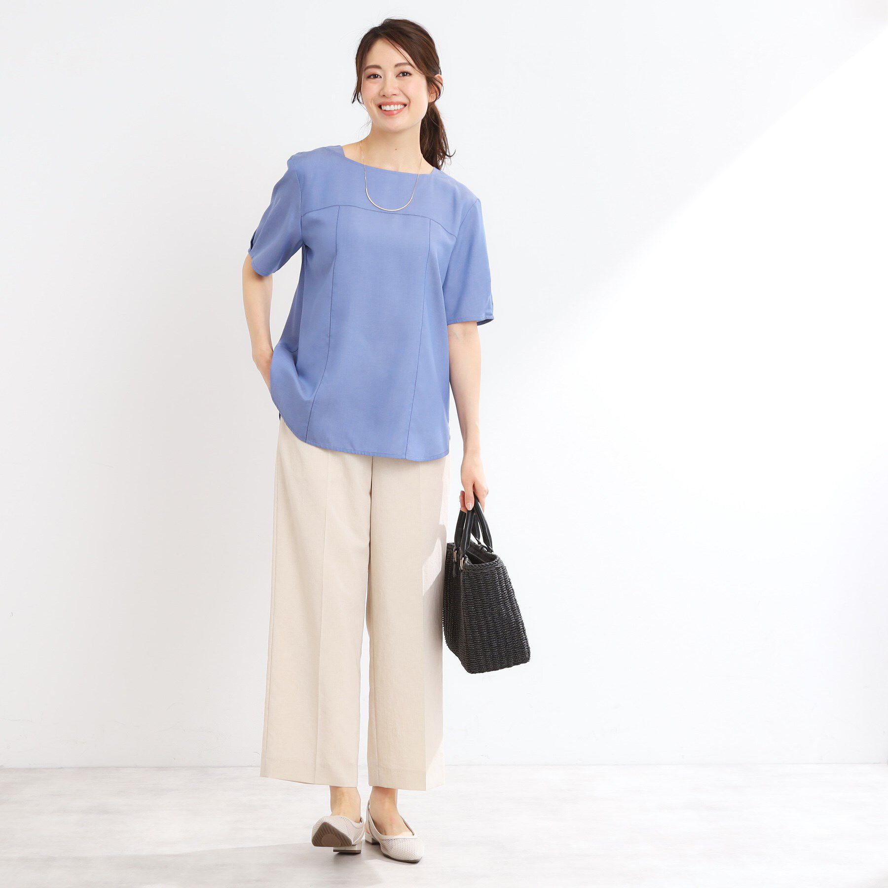 Reflect「【マシンウォッシュ可】デニム調プルオーバーブラウス」|シャツ・ブラウス|