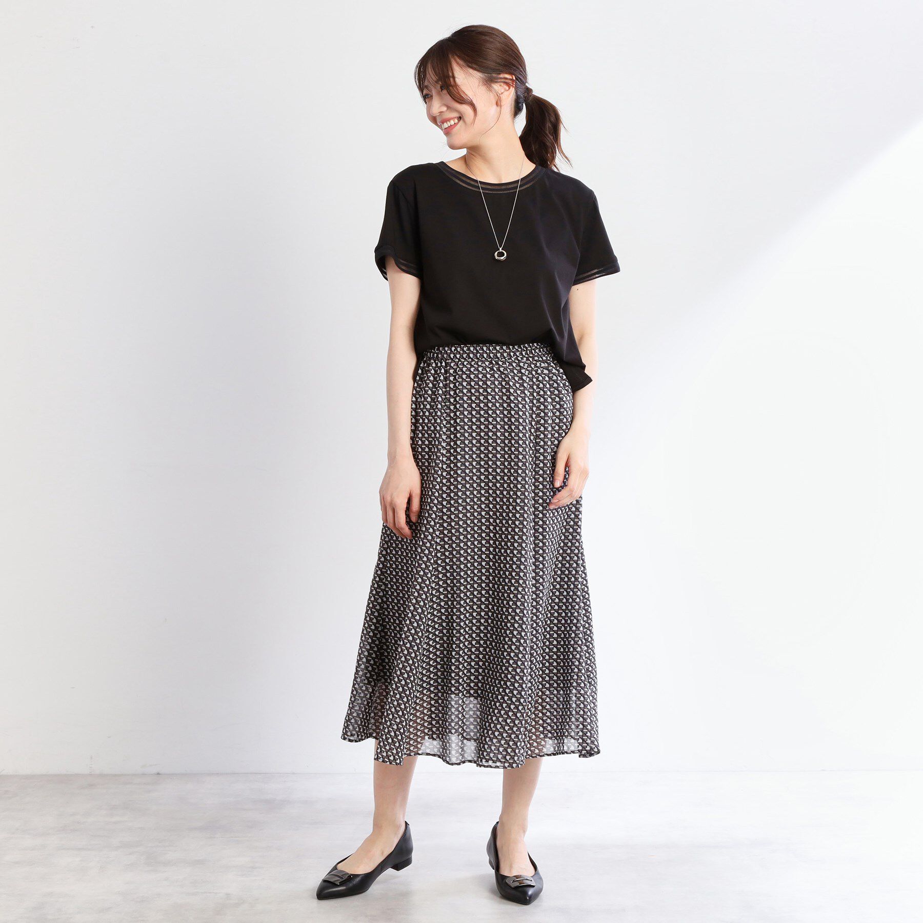 Reflect「【インナーにおすすめ◎】シアーネックデザインプルオーバー」|Tシャツ・カットソー|