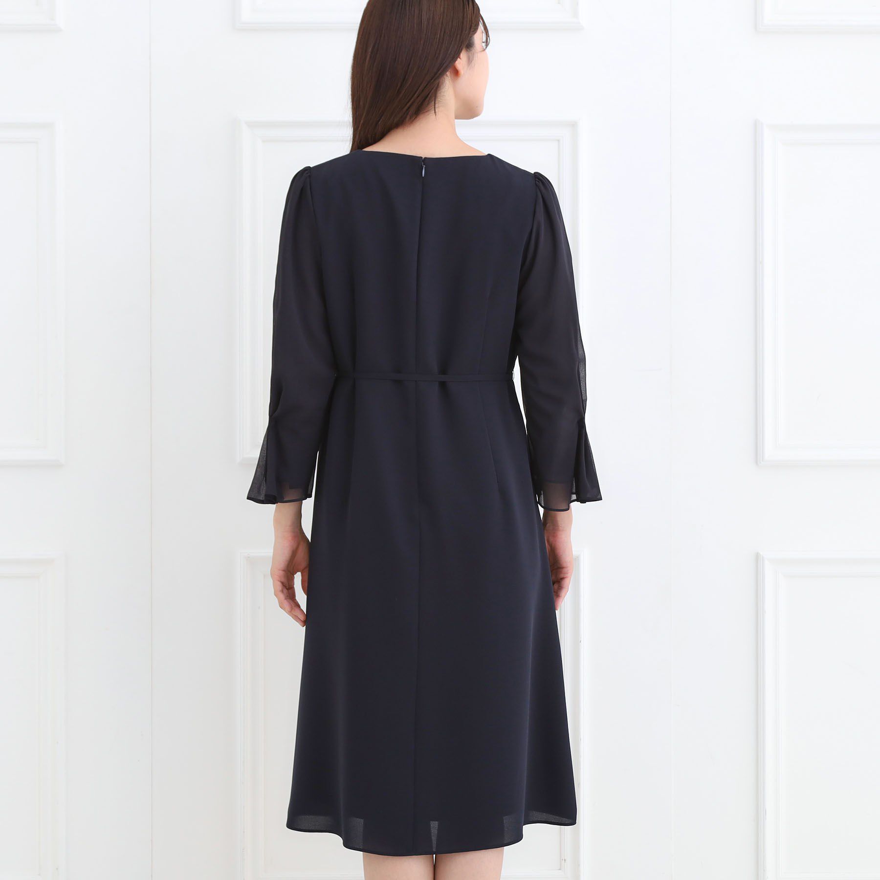 Reflect「【フォーマル／入卒／付属リボン付き】スリーブデザインジョーゼットワンピース」|ワンピース|