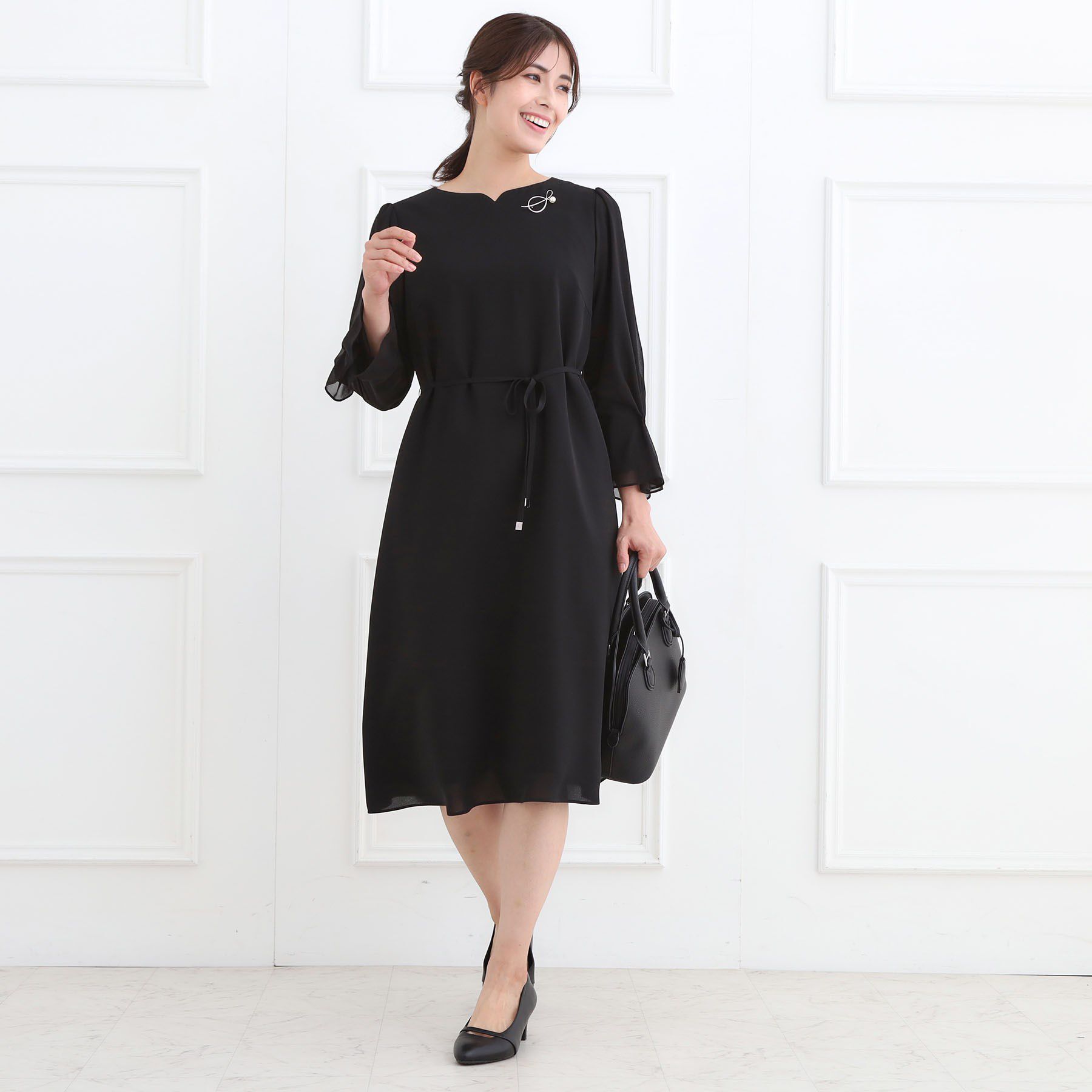 Reflect「【フォーマル／入卒／付属リボン付き】スリーブデザインジョーゼットワンピース」|ワンピース|