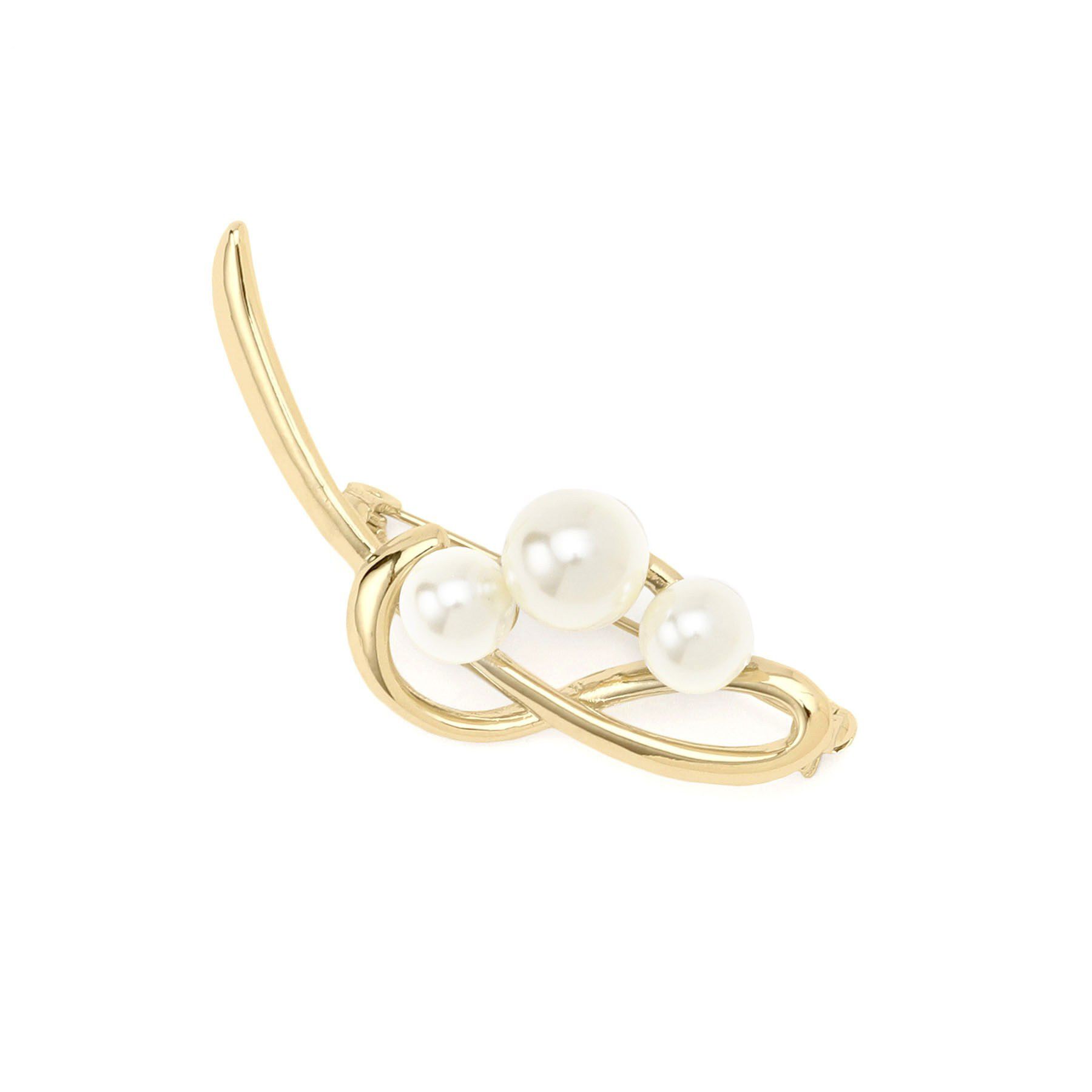 Reflect「【フォーマル／入卒】パール調&times;リーフデザインブローチ」|ブローチ・コサージュ|ゴールド(007)