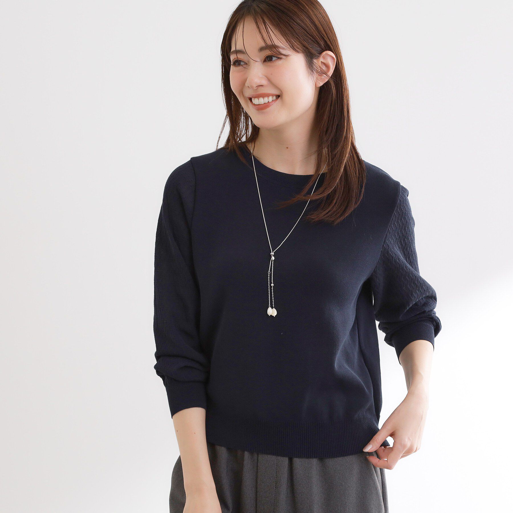 Reflect「透かしスリーブデザインハイゲージニット」|ニット・セーター|