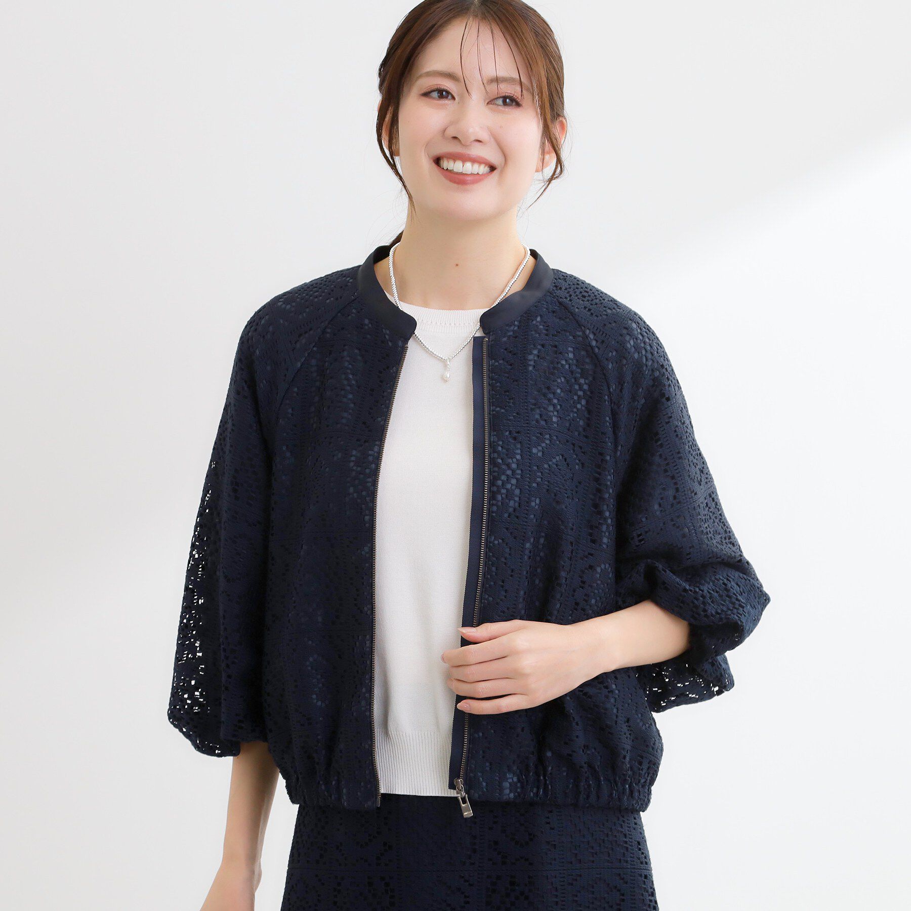 Reflect「【セットアップ可】ジップアップレースショートブルゾン」|ブルゾン・スタジャン|