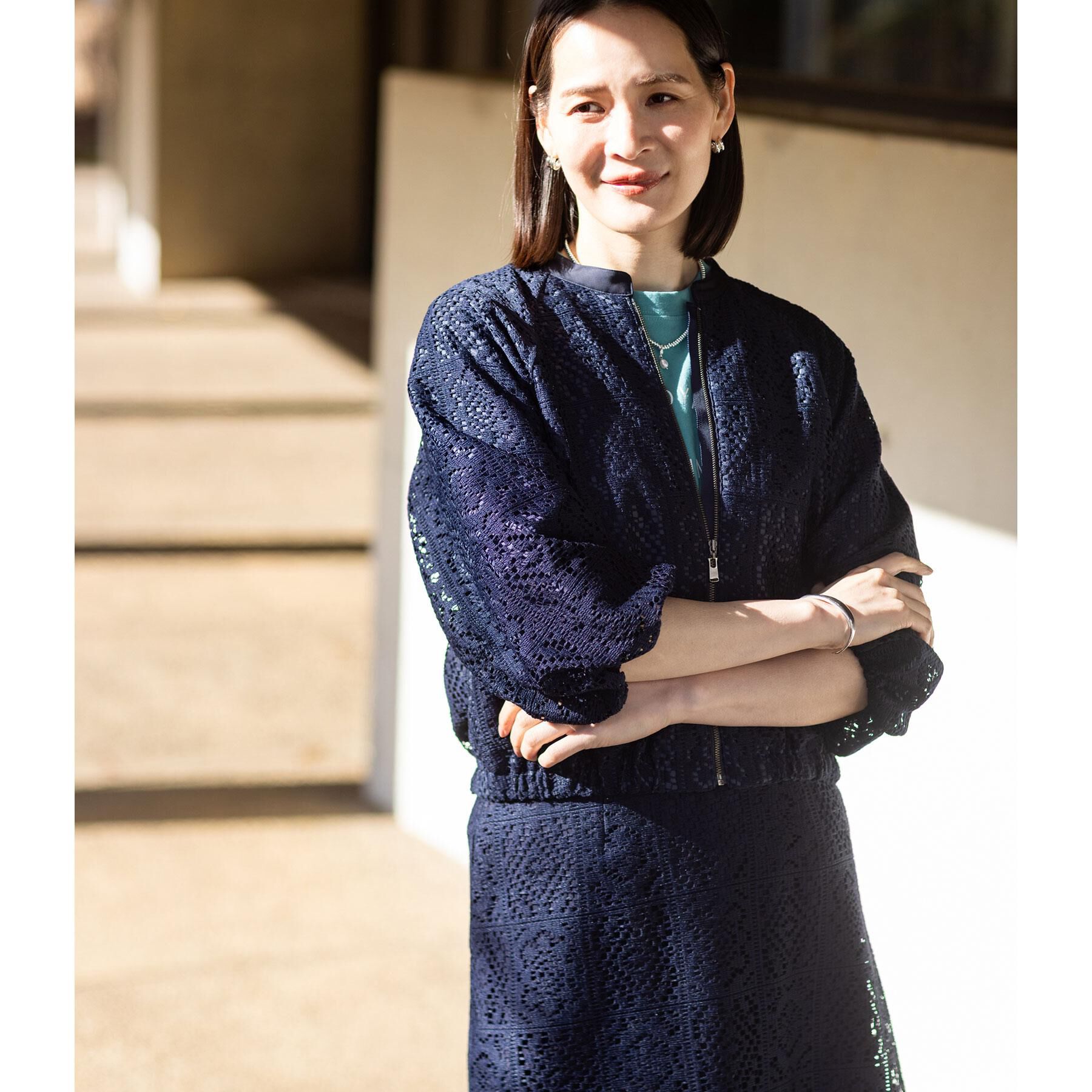 Reflect「【セットアップ可】ジップアップレースショートブルゾン」|ブルゾン・スタジャン|