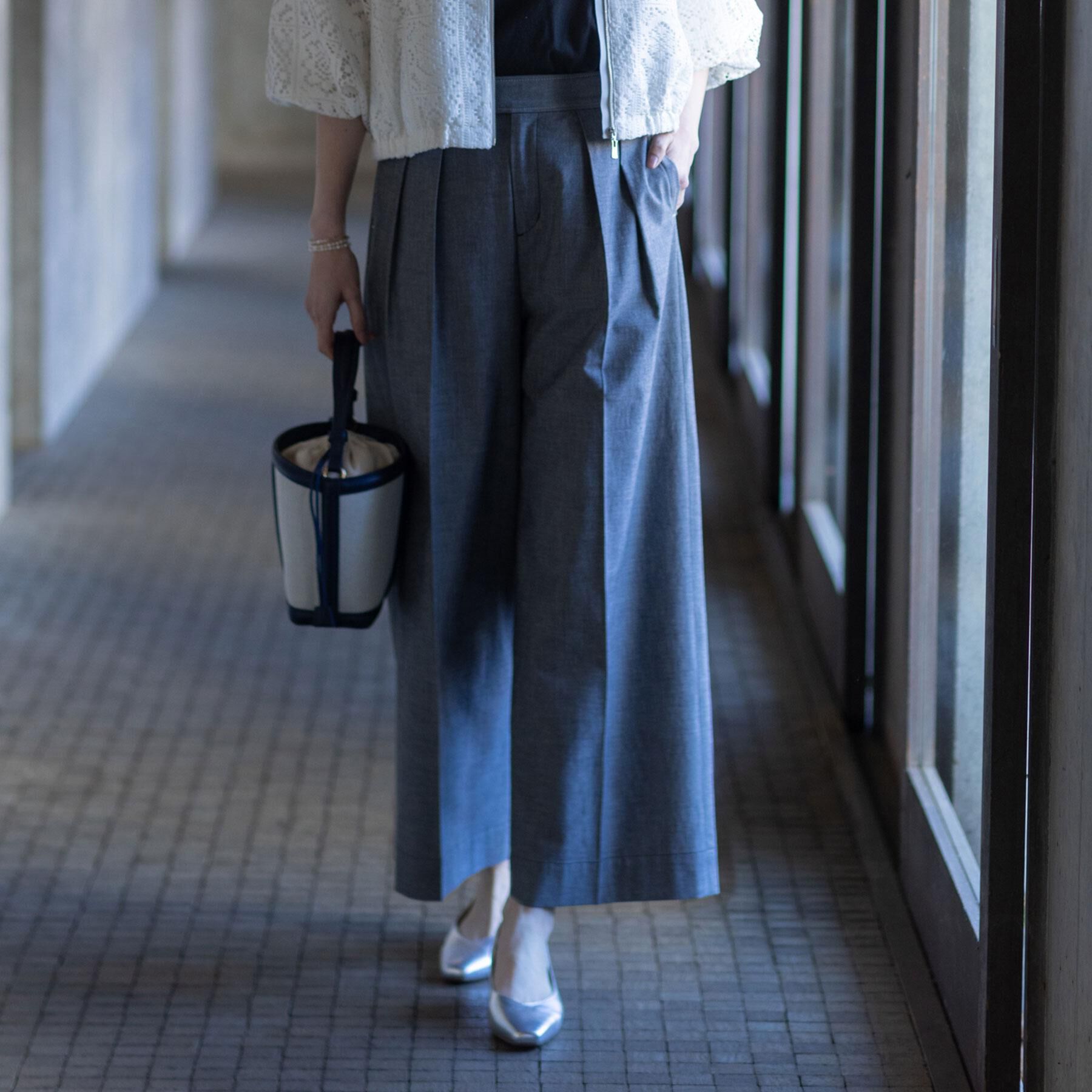 Reflect「ダンガリーワイドパンツ」|その他|ブラック(019)