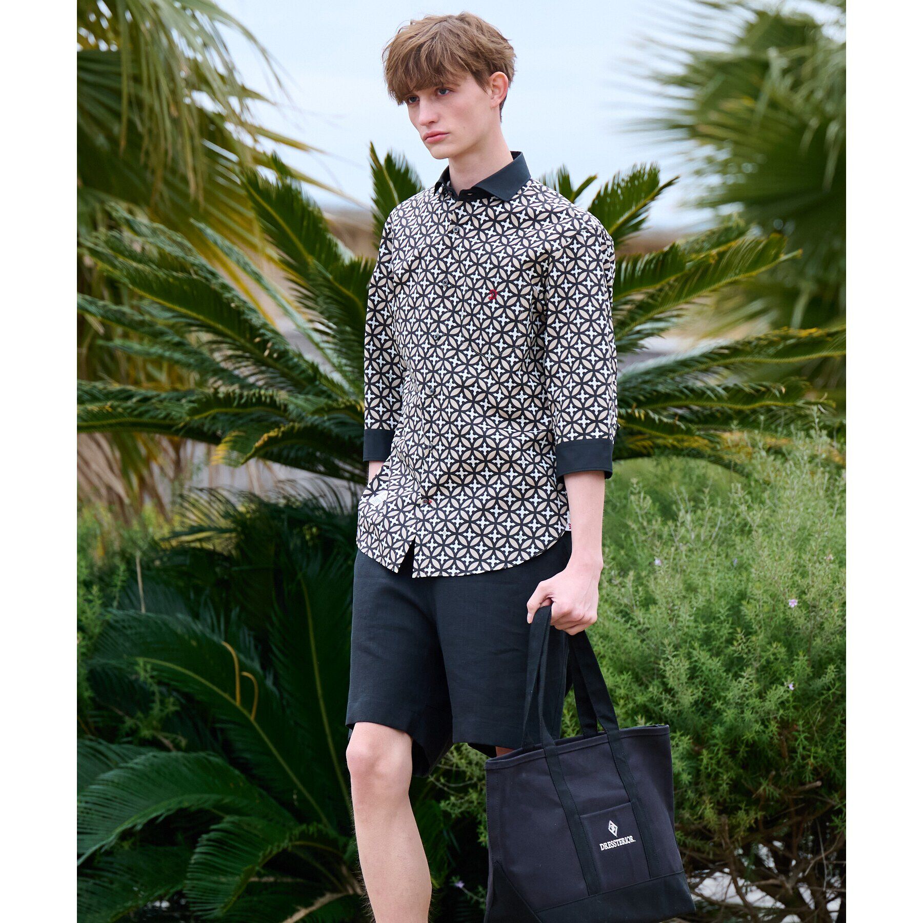 DRESSTERIOR「【Safari5月号掲載】オーバーラップサークル スリークオーターシャツ」|シャツ・ブラウス|