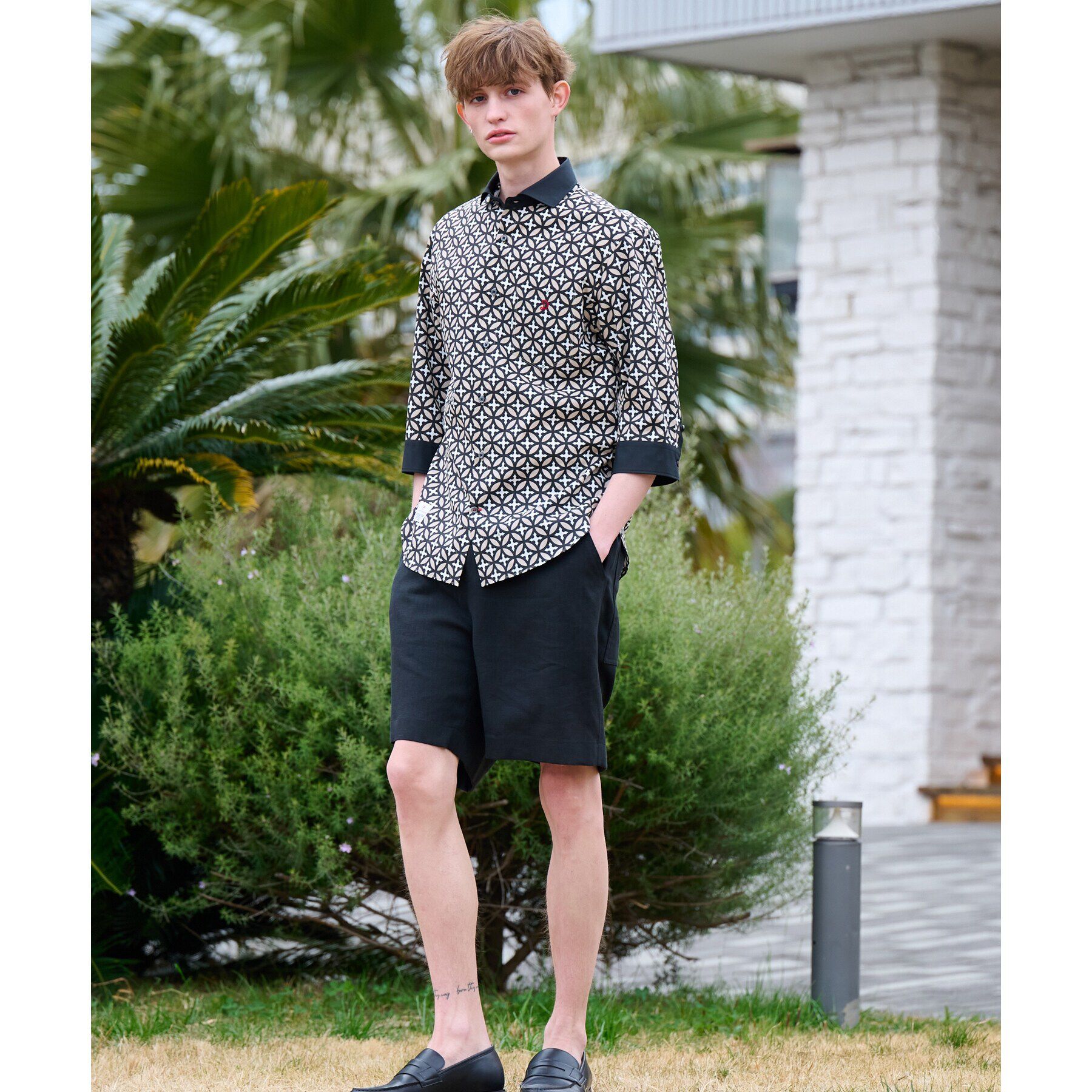 DRESSTERIOR「【Safari5月号掲載】オーバーラップサークル スリークオーターシャツ」|シャツ・ブラウス|