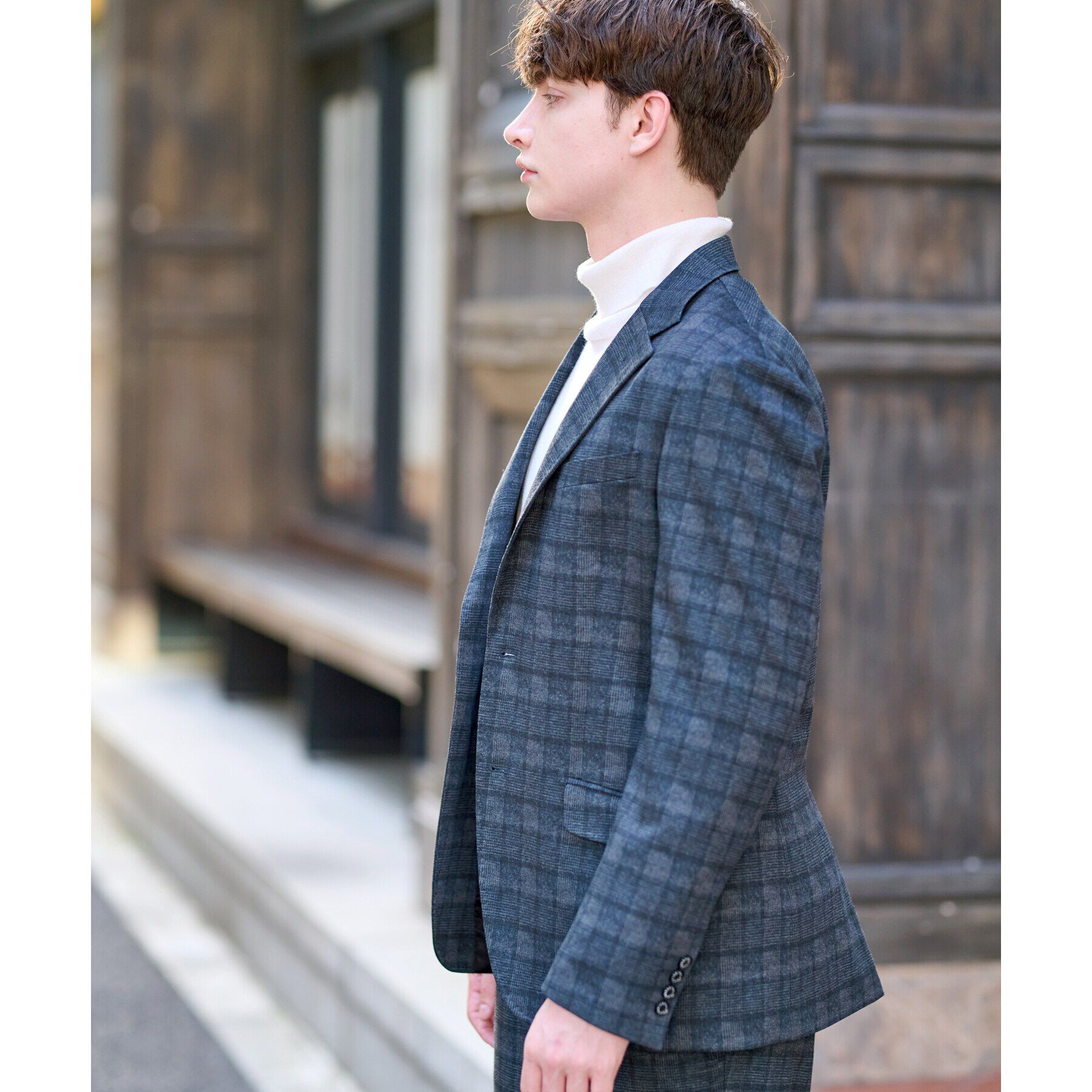 DRESSTERIOR「【セットアップ可】ネイビーグレンチェックSET UPジャケット」|テーラードジャケット|